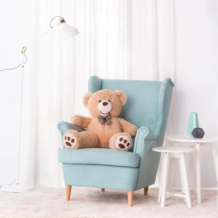 Big Plush Teddy Bear, Soft Toy, 100 Cm, 39 Inches, 3.3 Feet, Light Brown, Bobo - immagine 1