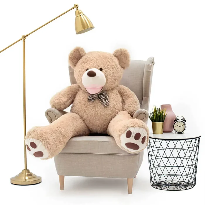 Big Plush Teddy Bear, Soft Toy, 130 Cm, 51 Inches, 4.3 Feet, Light Brown, Bobo - immagine 1