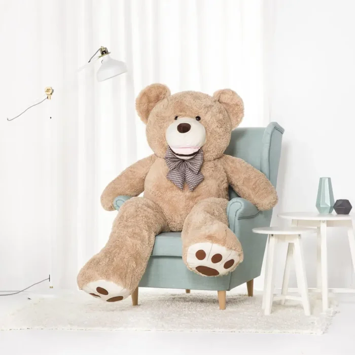 Big Plush Teddy Bear, Soft Toy, 160 Cm, 63 Inches, 5.2 Feet, Light Brown, Bobo - immagine 1