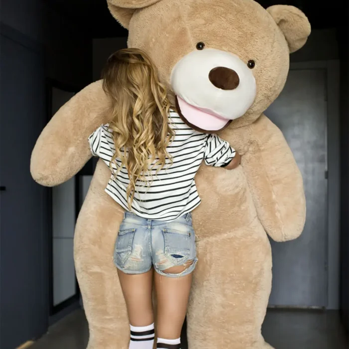 Big Plush Teddy Bear, Soft Toy, 220 Cm, 86 Inches, 7.2 Feet, Light Brown, Bobo - immagine 2