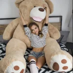 Big Plush Teddy Bear, Soft Toy, 220 Cm, 86 Inches, 7.2 Feet, Light Brown, Bobo - immagine 3