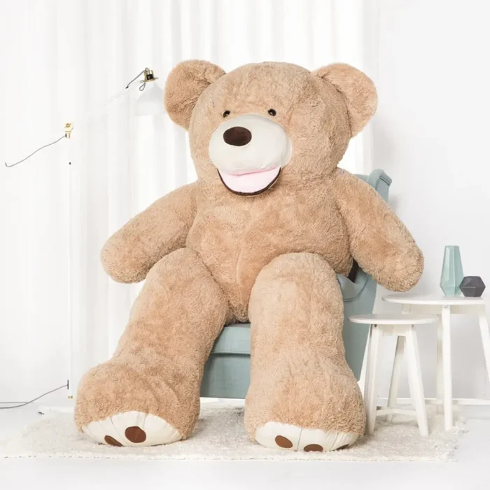 Big Plush Teddy Bear, Soft Toy, 220 Cm, 86 Inches, 7.2 Feet, Light Brown, Bobo - immagine 1