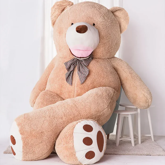 Big Plush Teddy Bear, Soft Toy, 340 Cm, 133 Inches, 1.1 Feet, Light Brown, Bobo - immagine 1